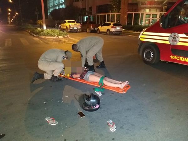 Sorriso: duas pessoas ficam feridas em acidente entre carro e moto na Brescansin